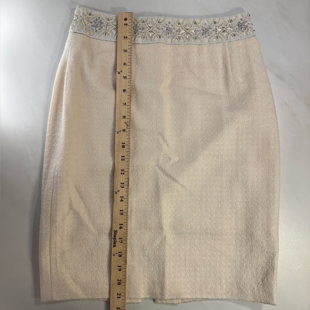Vintage Escada Embellished Wool-Silk Pencil‎ Skirt – Size 34 (US 4) - Picture 4 of 7